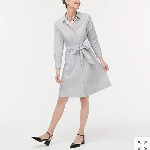 J Crew NEW 4 Pinstripe Tie Waist Shirtdress Cotton